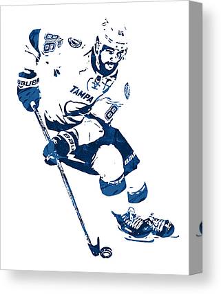 Nikita Kucherov Tampa Bay Lightning Watercolor Strokes Pixel Art 1 Joe Hamilton Canvas Print