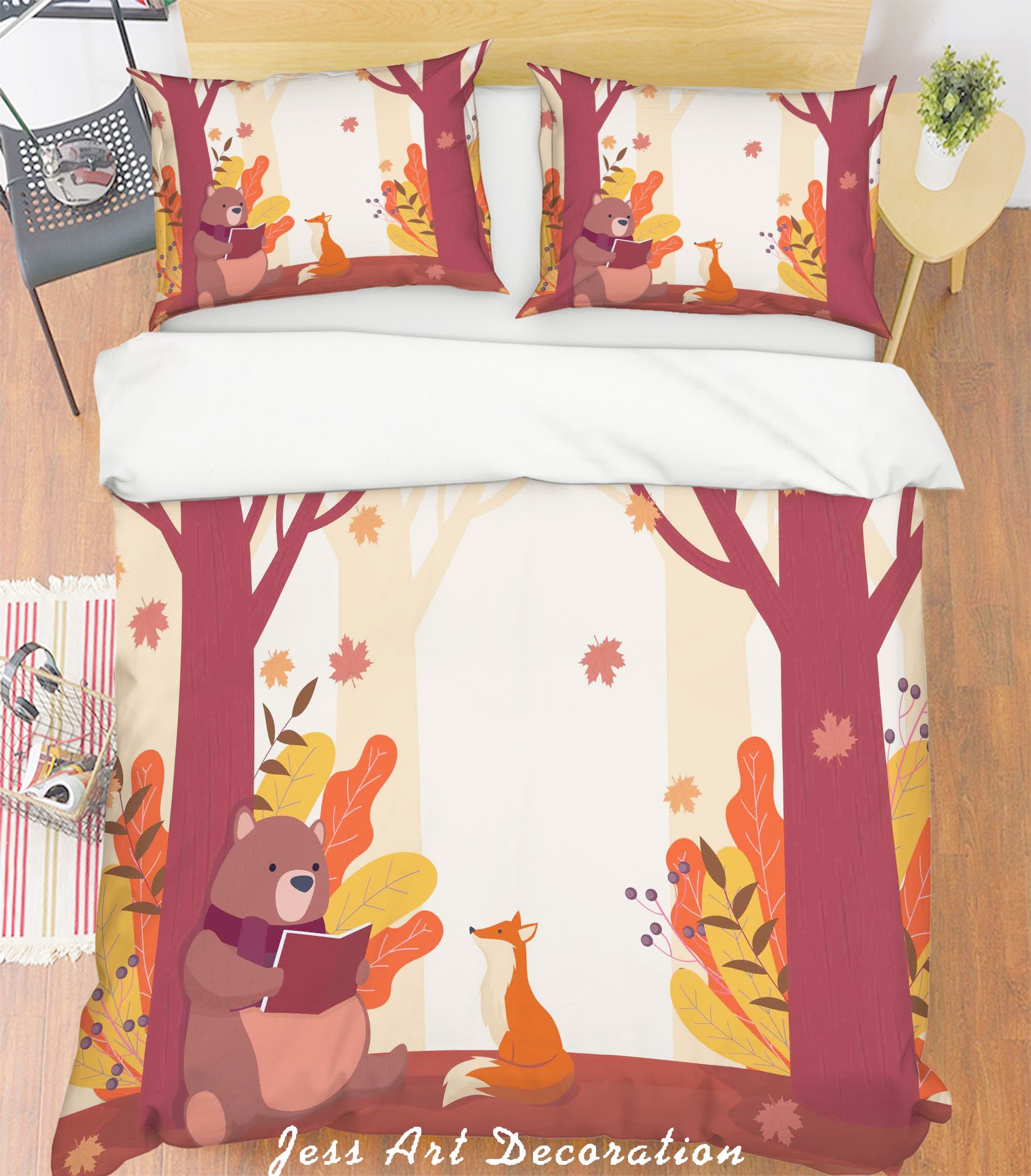 3D Color Cartoon Forest Animals Quilt Cover Set Bedding Set Pillowcases  63