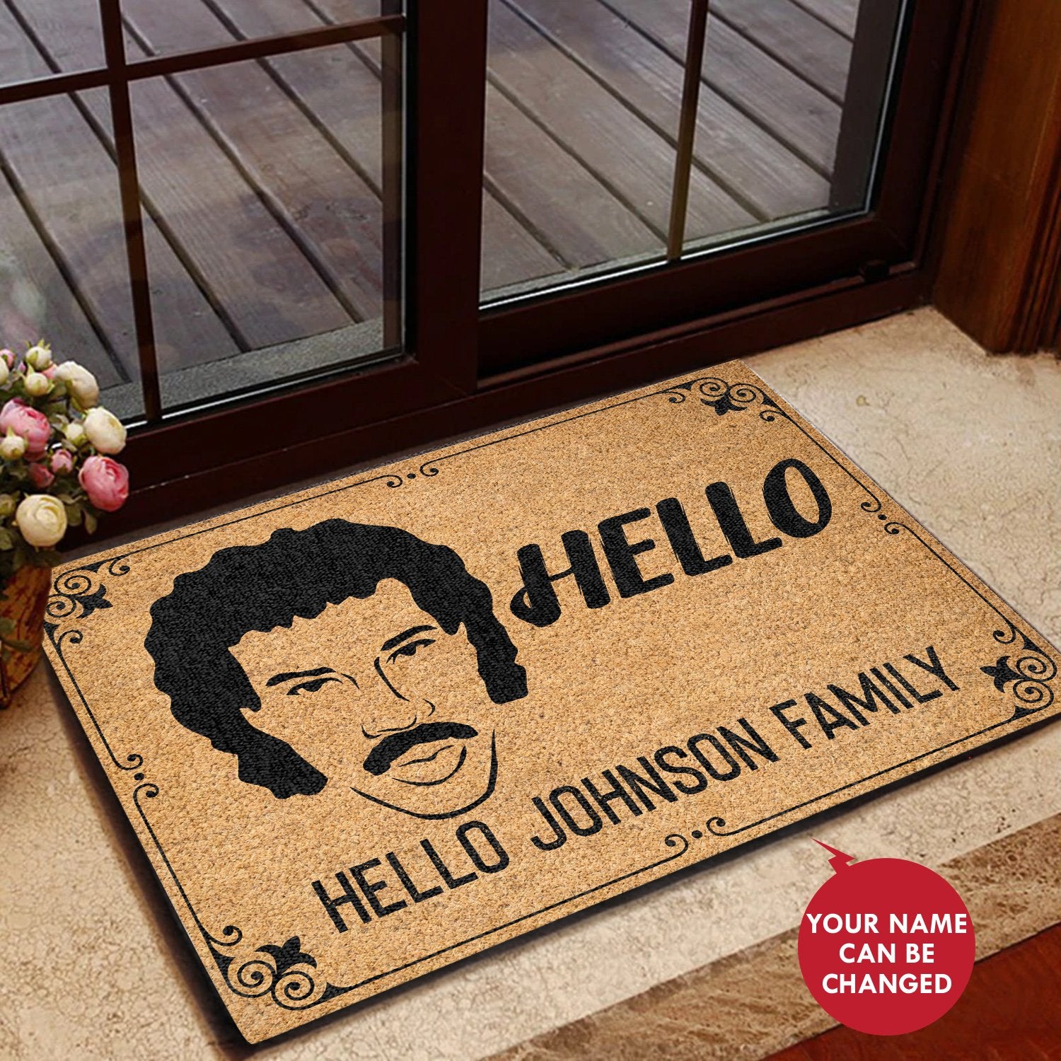 Hello Family Coir Pattern Personalized All Over Printing Doormat Pre2156