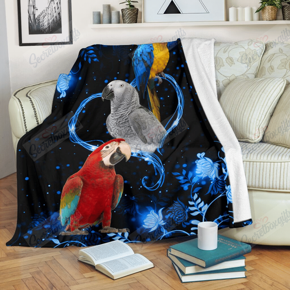 Parrots Blue Flower Nt2712113Cl Fleece Blanket