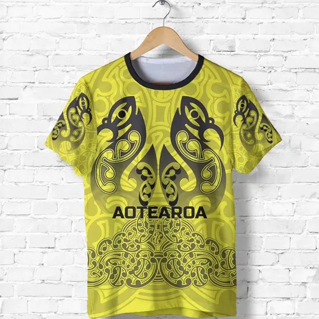 (Custom Personalised) Aotearoa Maori Rugby T Shirt New Zealand Mount Taranaki Manaia, Custom Text And Number