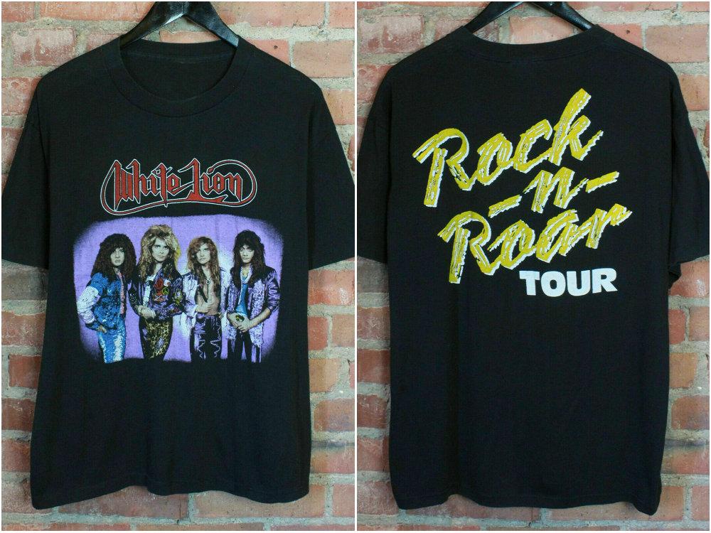 White Lion Concert 1987 Rock N Roar SHIRT Gildan Vintage black t shirt