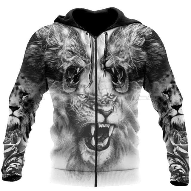 Double Alpha King Tattoo 3D All Print Xs-7Xl Hoodie Man Women Harajuku Outwear Zipper Pullover