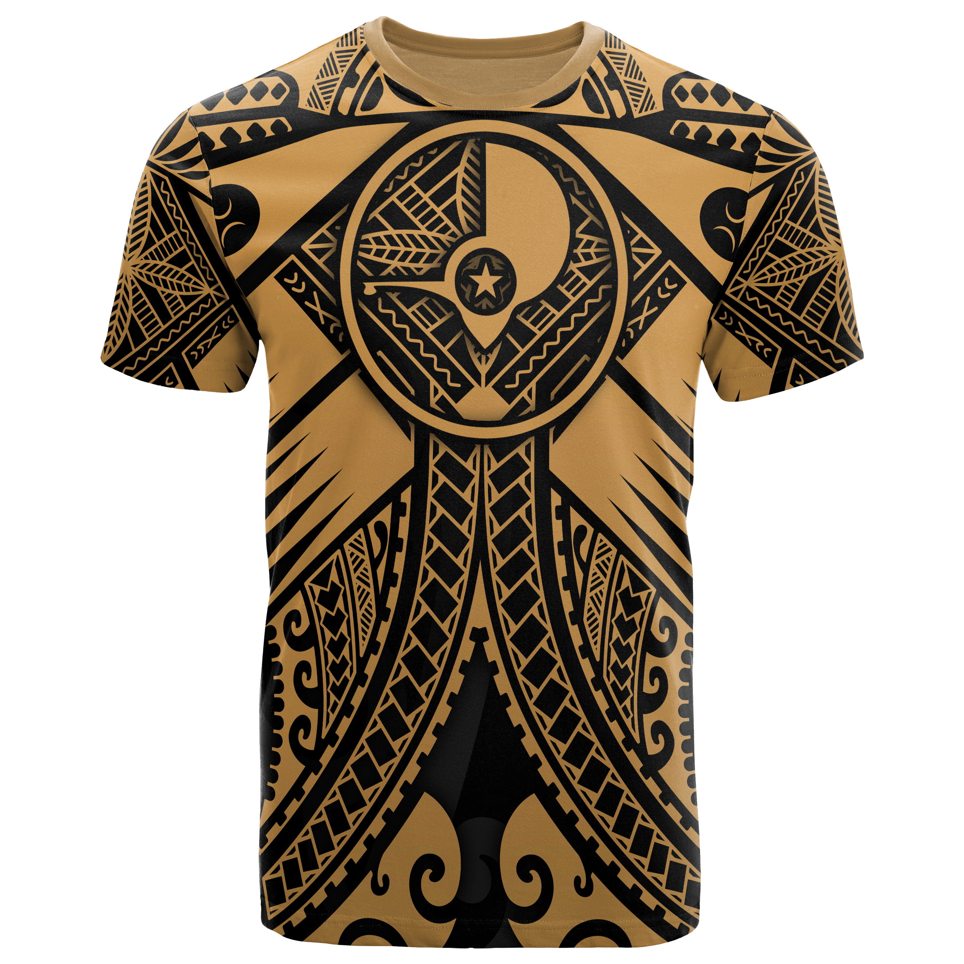 Yap T-Shirts – Gold Seal With Polynesian Tattoo