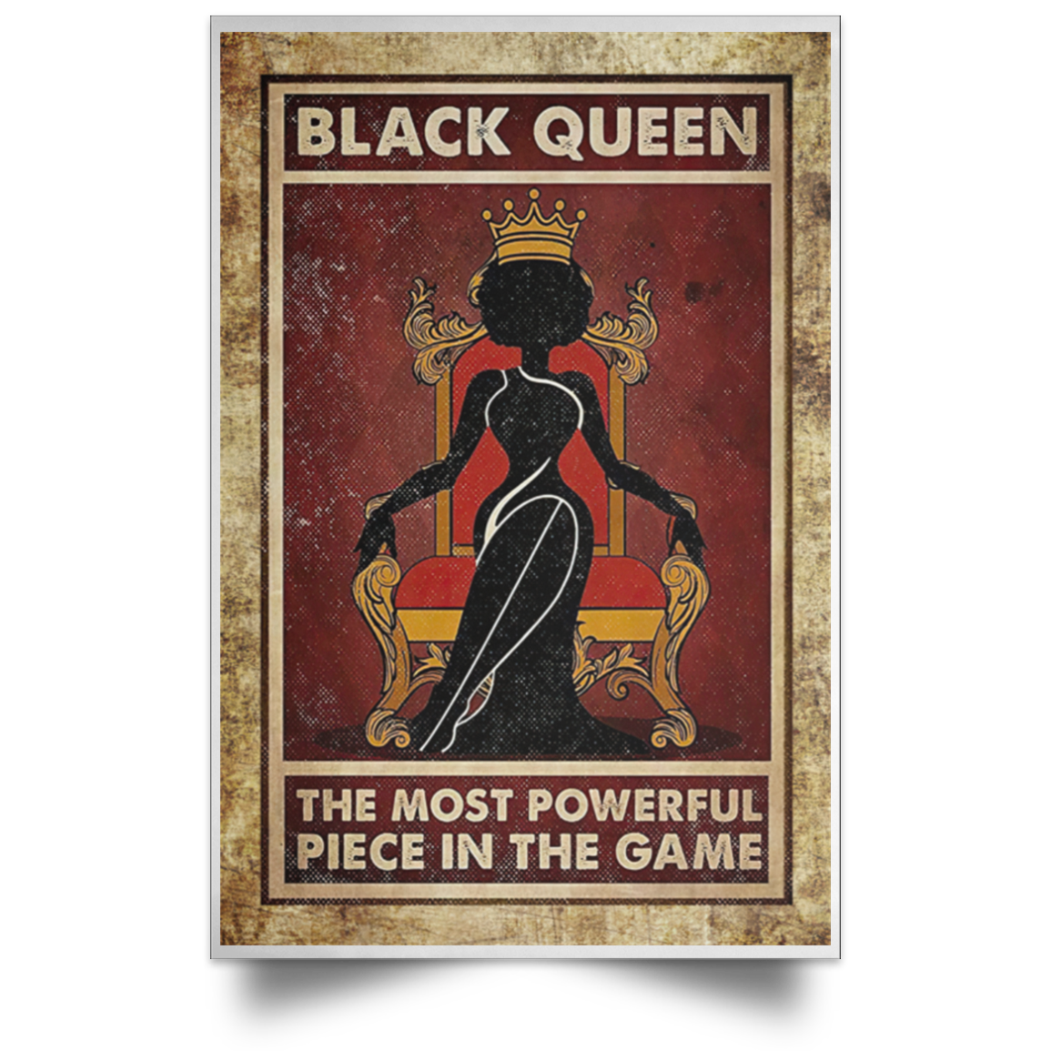 Black Queen Sit On The Throne Red Poster Satin Portrait Poster