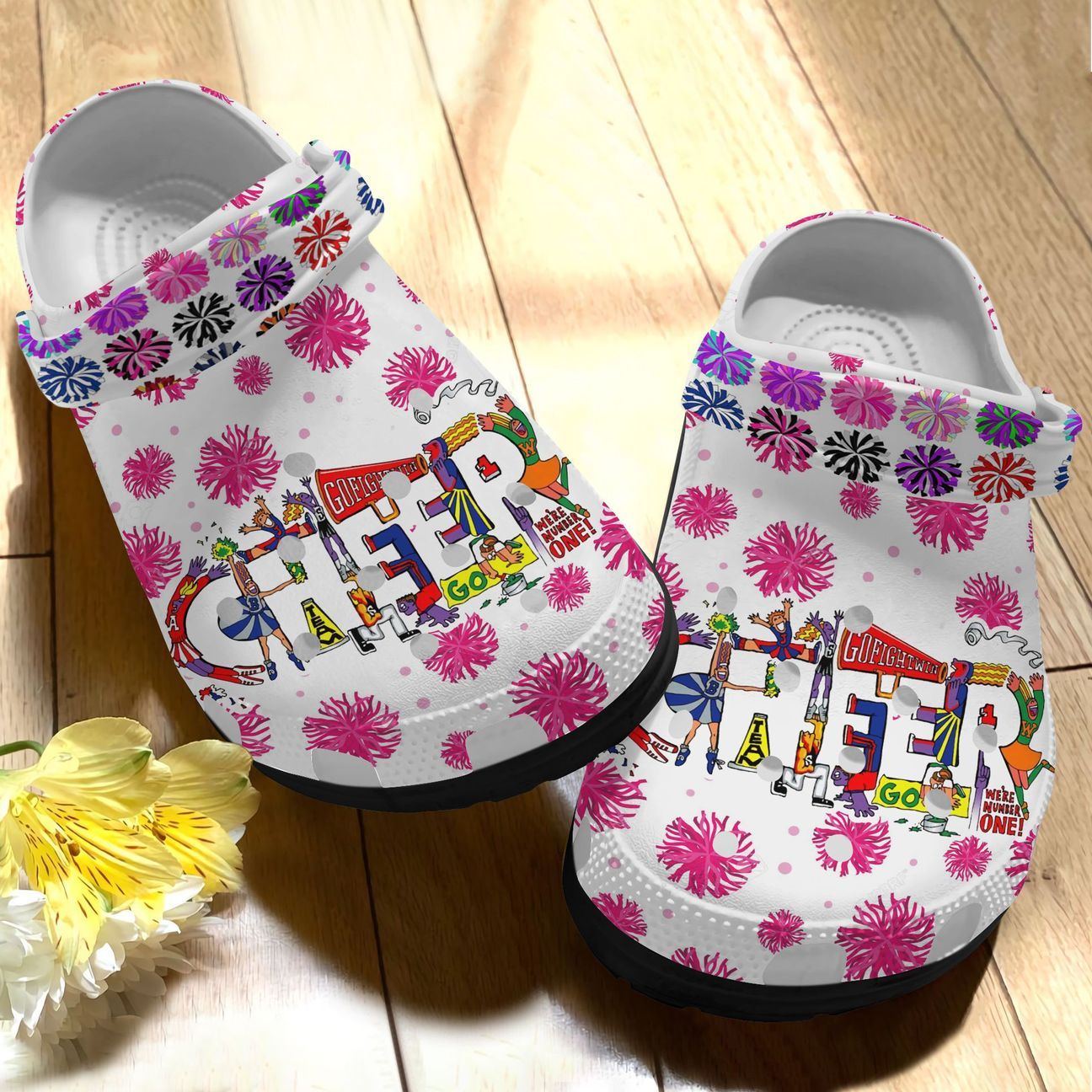 Cheerleader Personalized Clog, Custom Name, Text, Color, Number Fashion Style For Women, Men, Kid, Print 3D Cheers