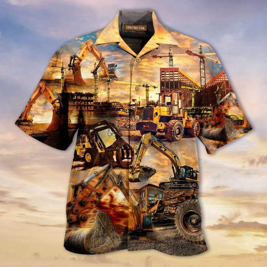 Amazing Beautiful Construction In The Sunset Hawaiian Shirts