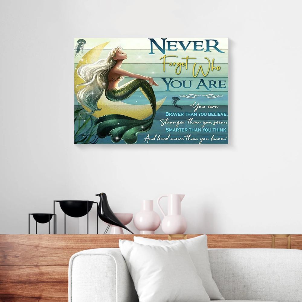 Canvas Prints Never Forget Who You Are Mermaid Canvas Home Decor Canvas