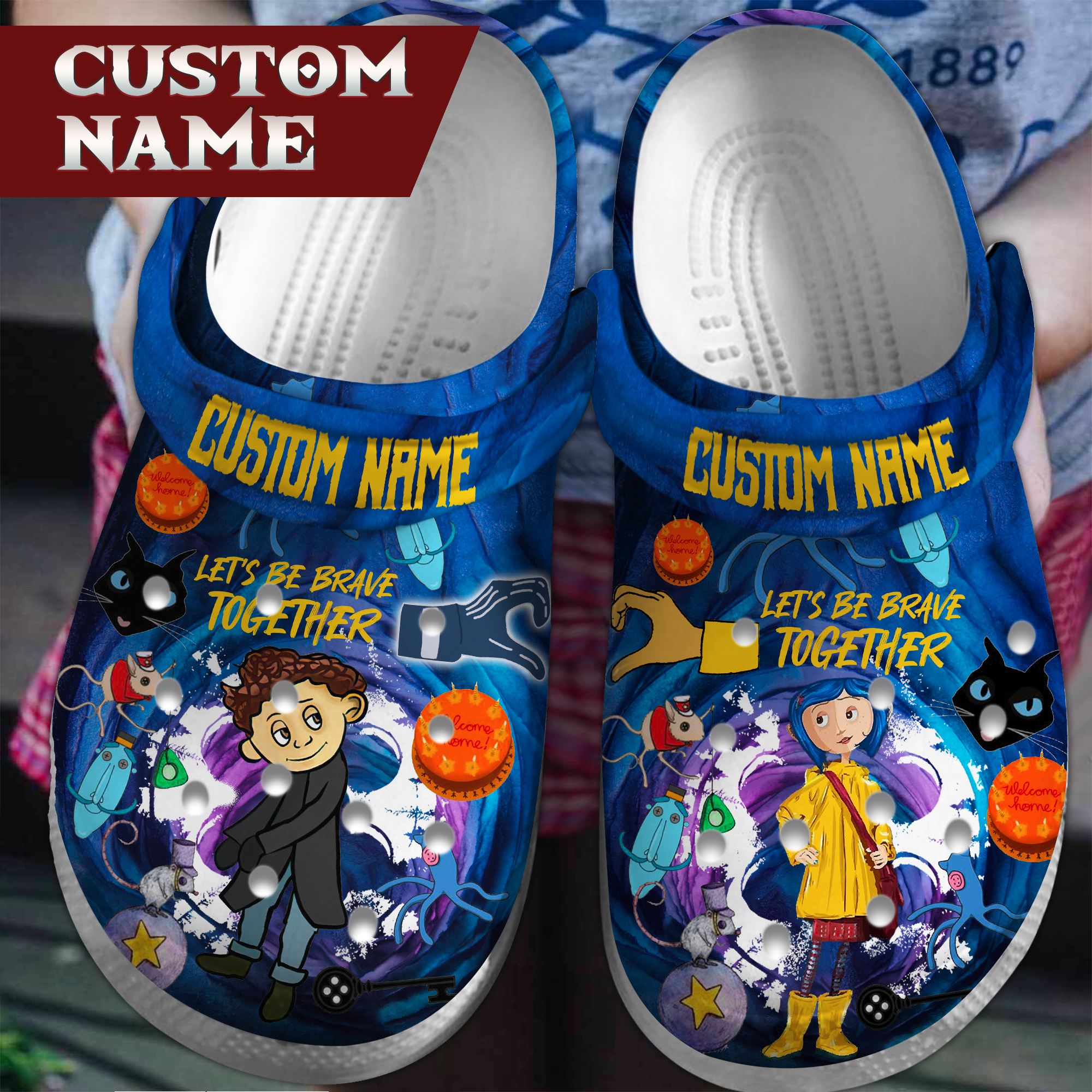 Coraline Cartoon Crocs Crocband Clogs Shoes Comfortable For Men Women and Kids