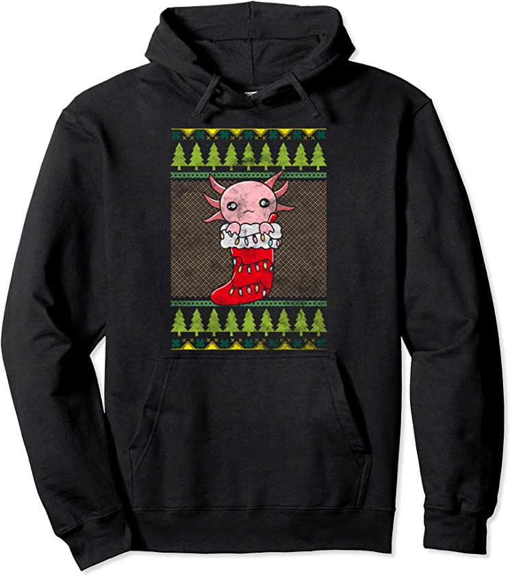 Christmas Axolotl Stocking – Cute Ugly Christmas Pullover Hoodie