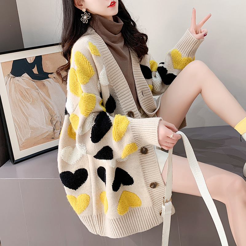 2022 Women Cardigans Knit Coat V Neck Sheep Cardigans Sweaters Warm Knitwear Korean Fashion Sueter Mujer Long Jacket Y2k Top alx