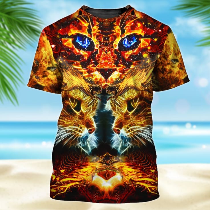 Cat Neon Yellow 3D Tshirt, All Over Print Cat On Shirt