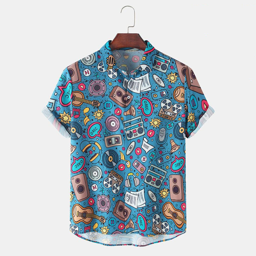 Cartoon Music Element Print Art Hawaii Shirts Ha85224