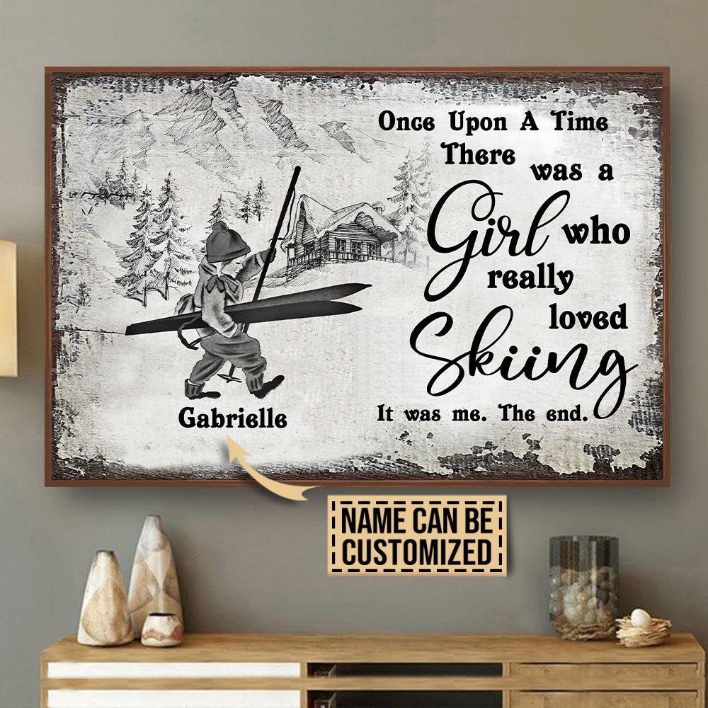 Aeticon Gifts Personalized Skiing Sketch Once Upon A Time Canvas Mom Dad Gift Home Decor