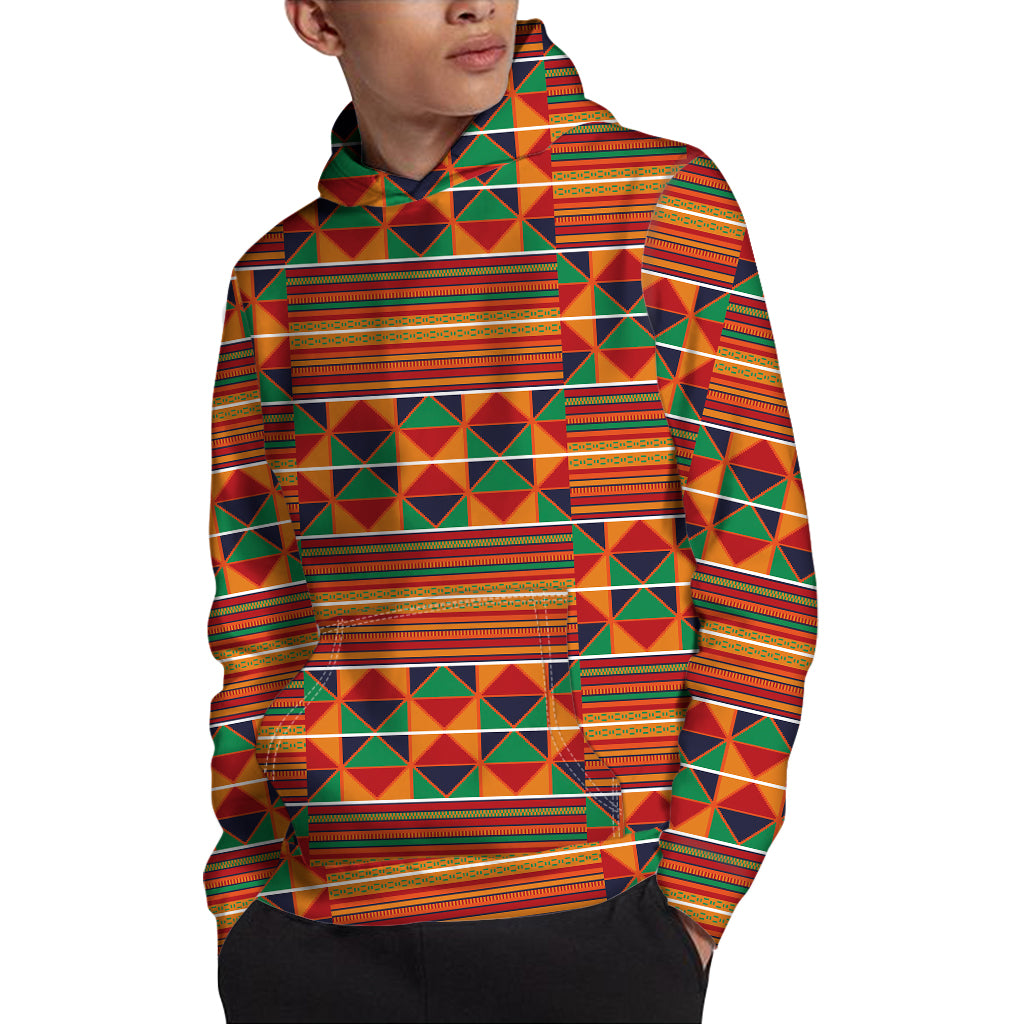 Kente Pattern Print Pullover Hoodie