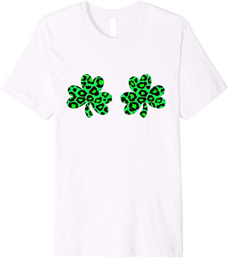 Women’s Leopard Shamrock Boobs Boobies St. Patrick’s Girls Premium T-Shirt