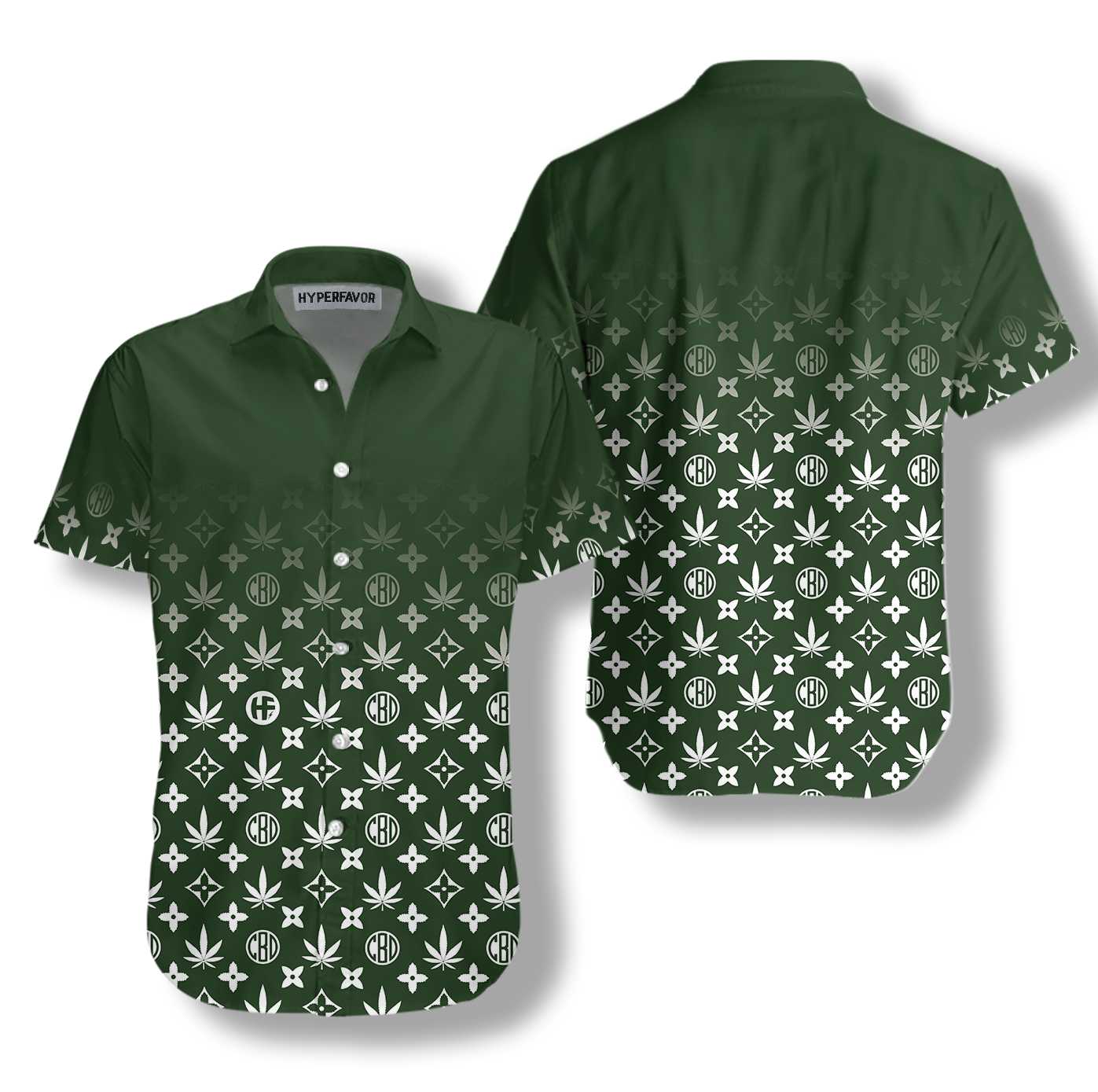 Gradient Marijuana Pattern Shirt For Men Hawaii Ha109382