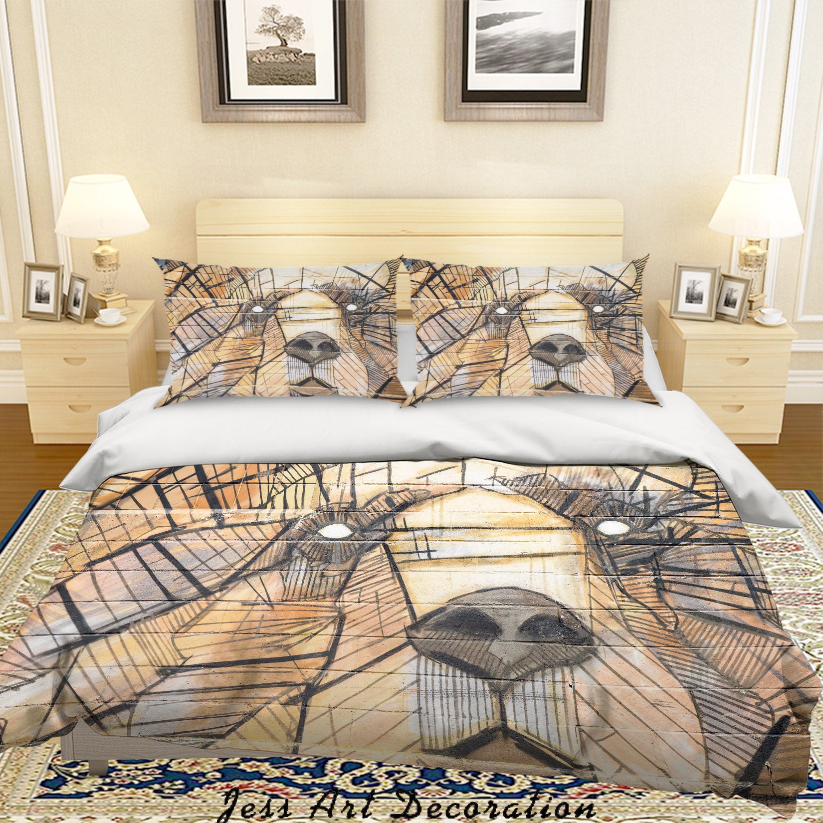 3D Graffiti Abstract Bear Animal Quilt Cover Set Bedding Set Duvet Cover Pillowcases Lxl