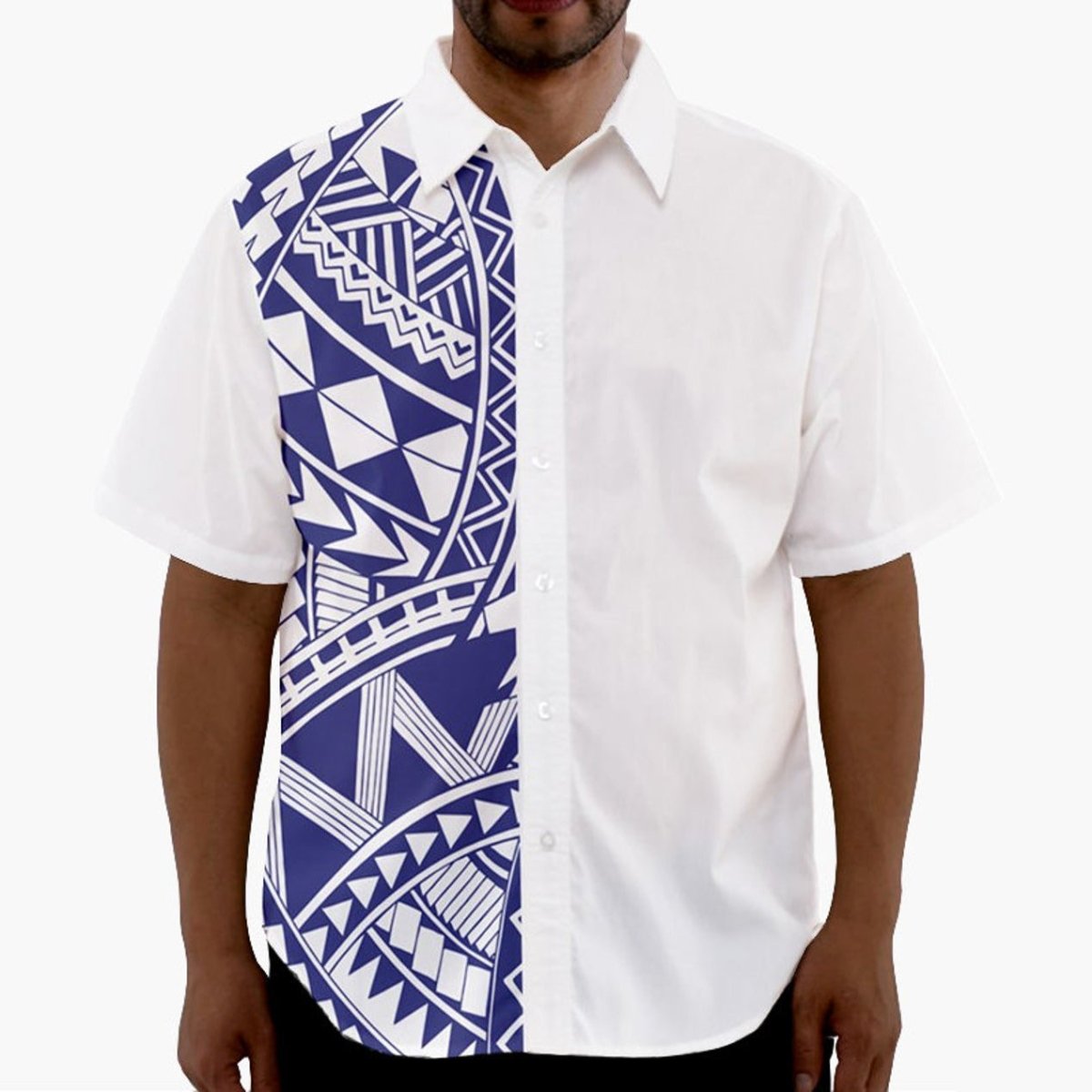 Polynesian Samoan Navy Blue White Hawaiian Shirt Plhw0026 - Pinotee Store
