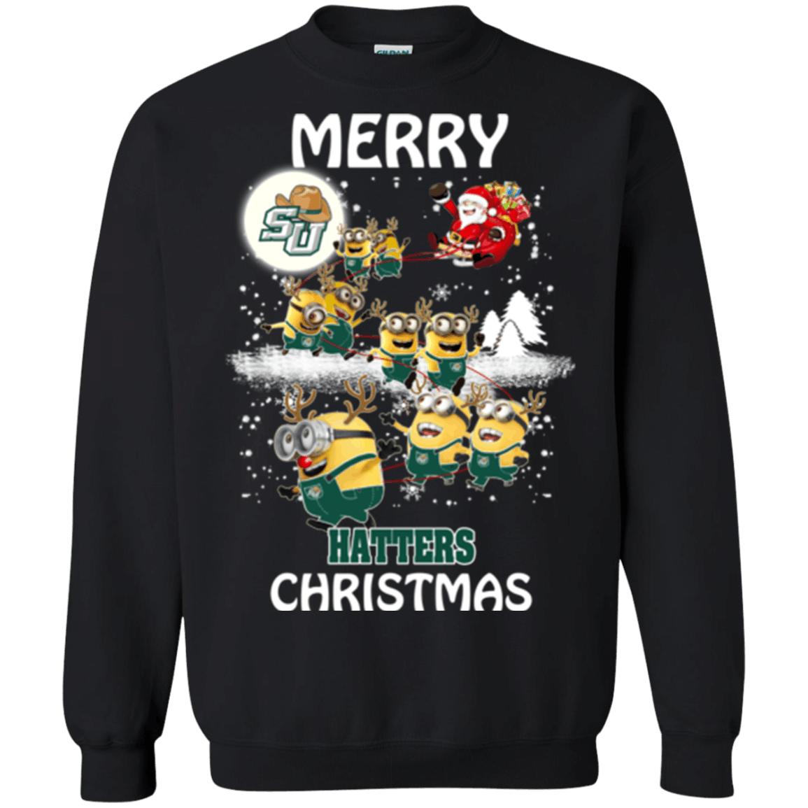 Greate Stetson Hatters Minion Ugly Christmas Sweaters Santa Claus With Sleigh Sweatshirts