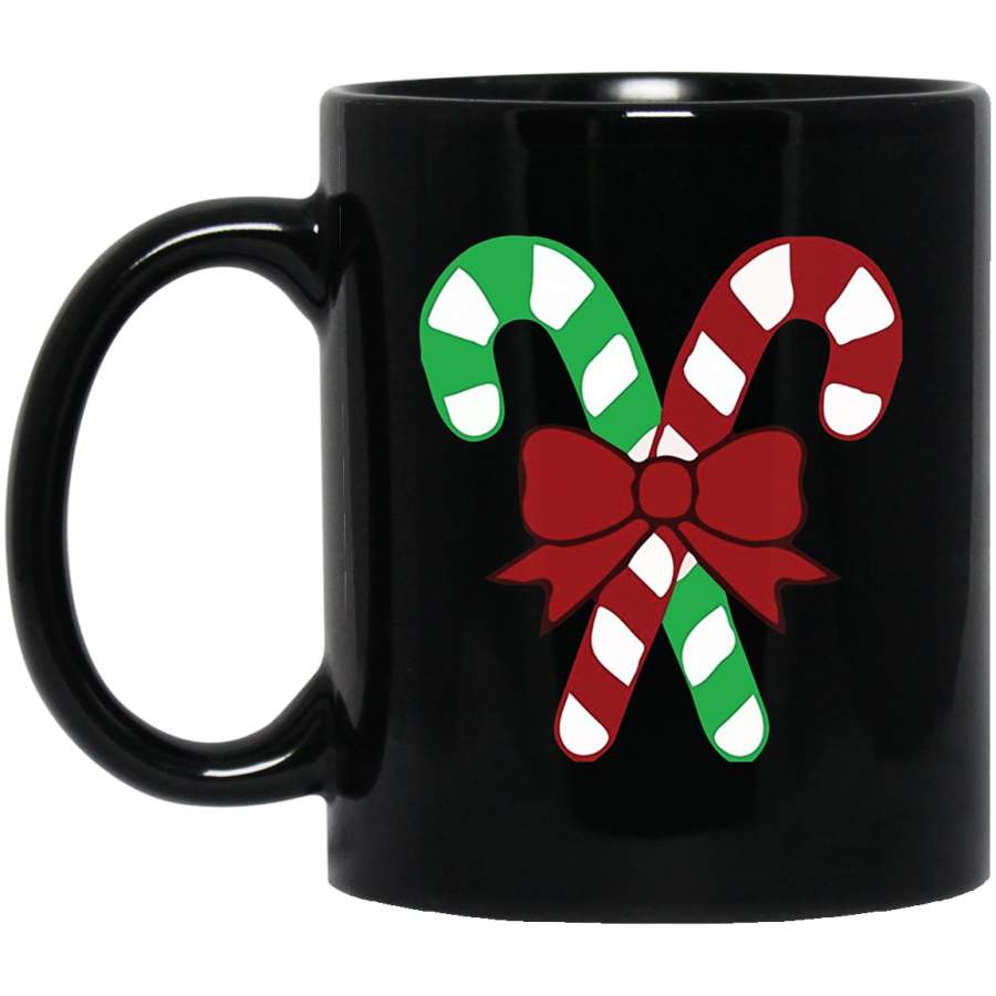 Candy Canes Christmas Holiday Christmas Gift 11 oz 15 oz Black Mug