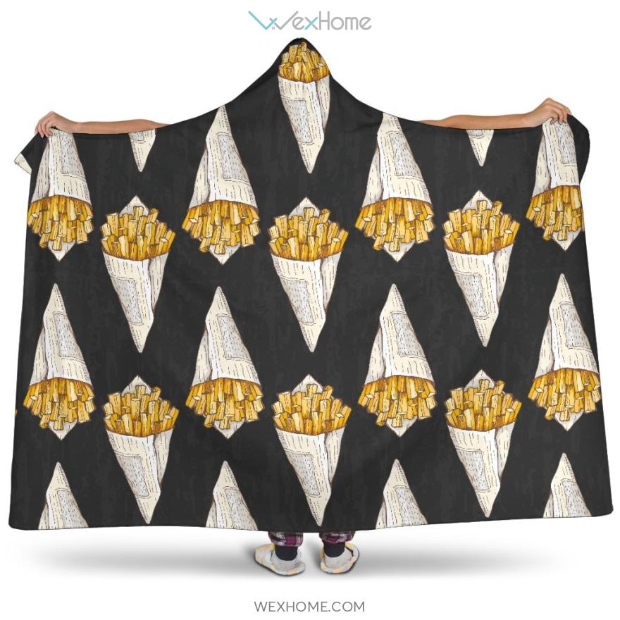 French Fries Dark Background Hooded Blanket