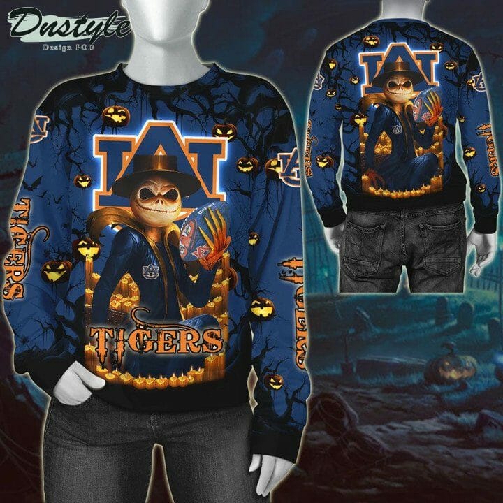 Auburn Tigers Jack Skellington Halloween Gift For Fan 3D Full Printing Sweatshirt