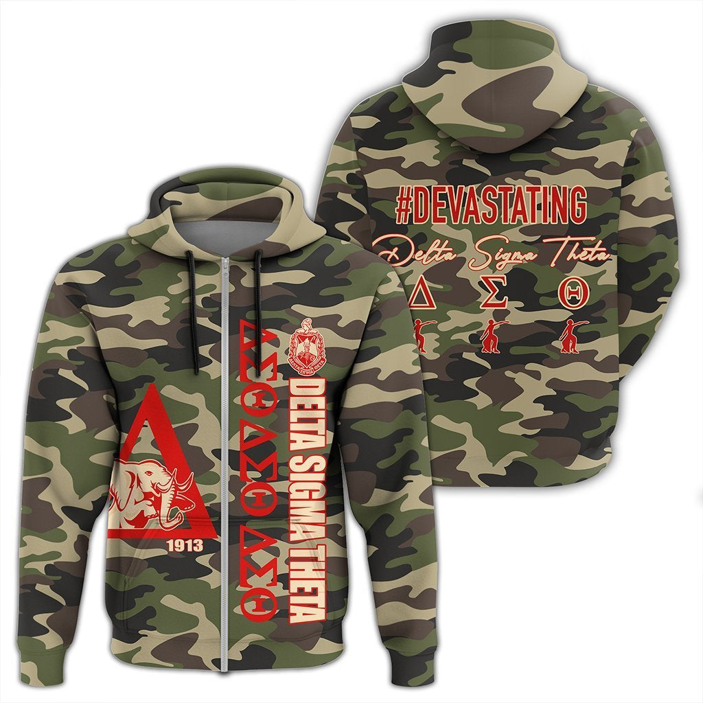 Greek Life Hoodie – Delta Sigma Theta Camouflage Style Zip Hoodie