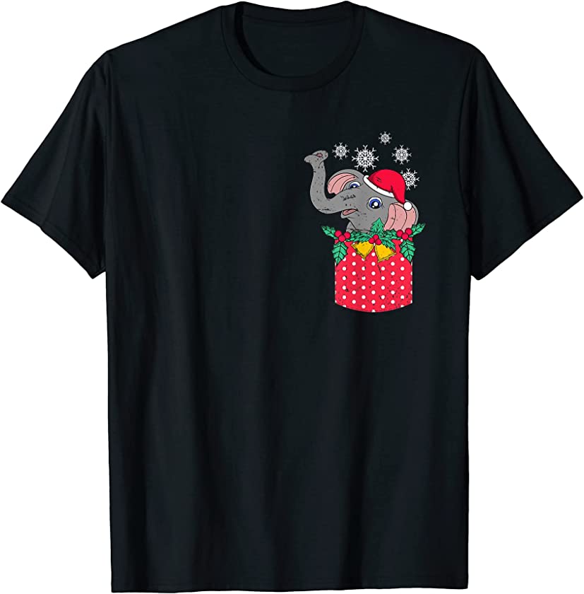 Pocket Zoo Animal Lover Merry Christmas Xmas Cute Elephant T-Shirt