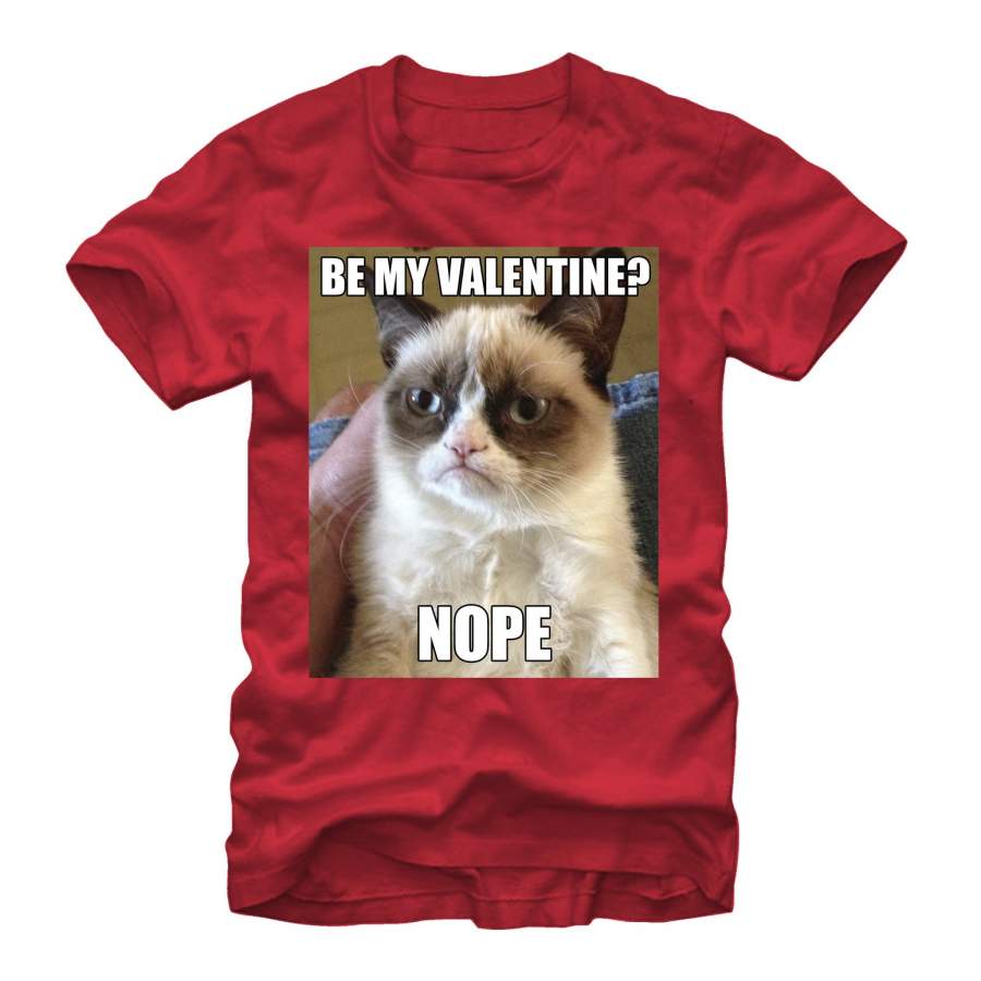 Grumpy Cat Men’s Be My Valentine  T Shirt Red