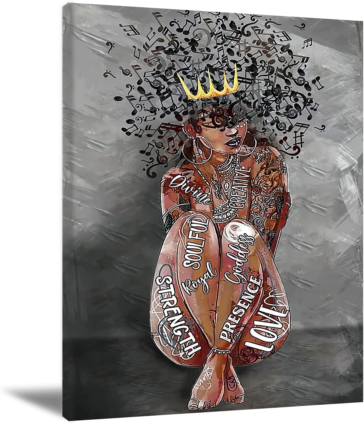 Black Queen Wall Art Africa America Poster Black Woman Love Music Canvas Wall Art Abstract Contemporary Canvas Matte Prints Painting Home Decor For Bedroom Living Room No Frame