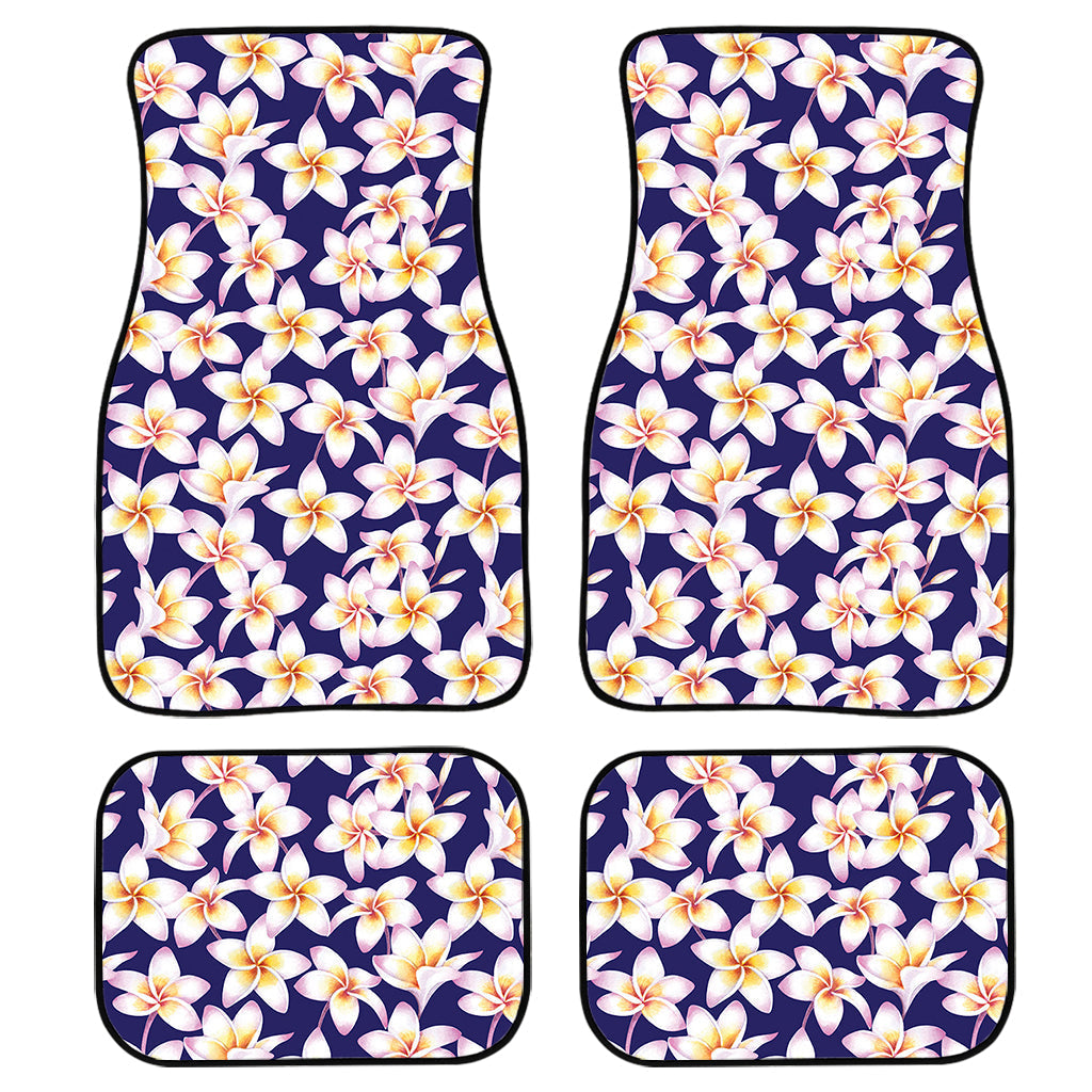 Watercolor Frangipani Flower Print Front And Back Car Floor Mats, Front Car Mat