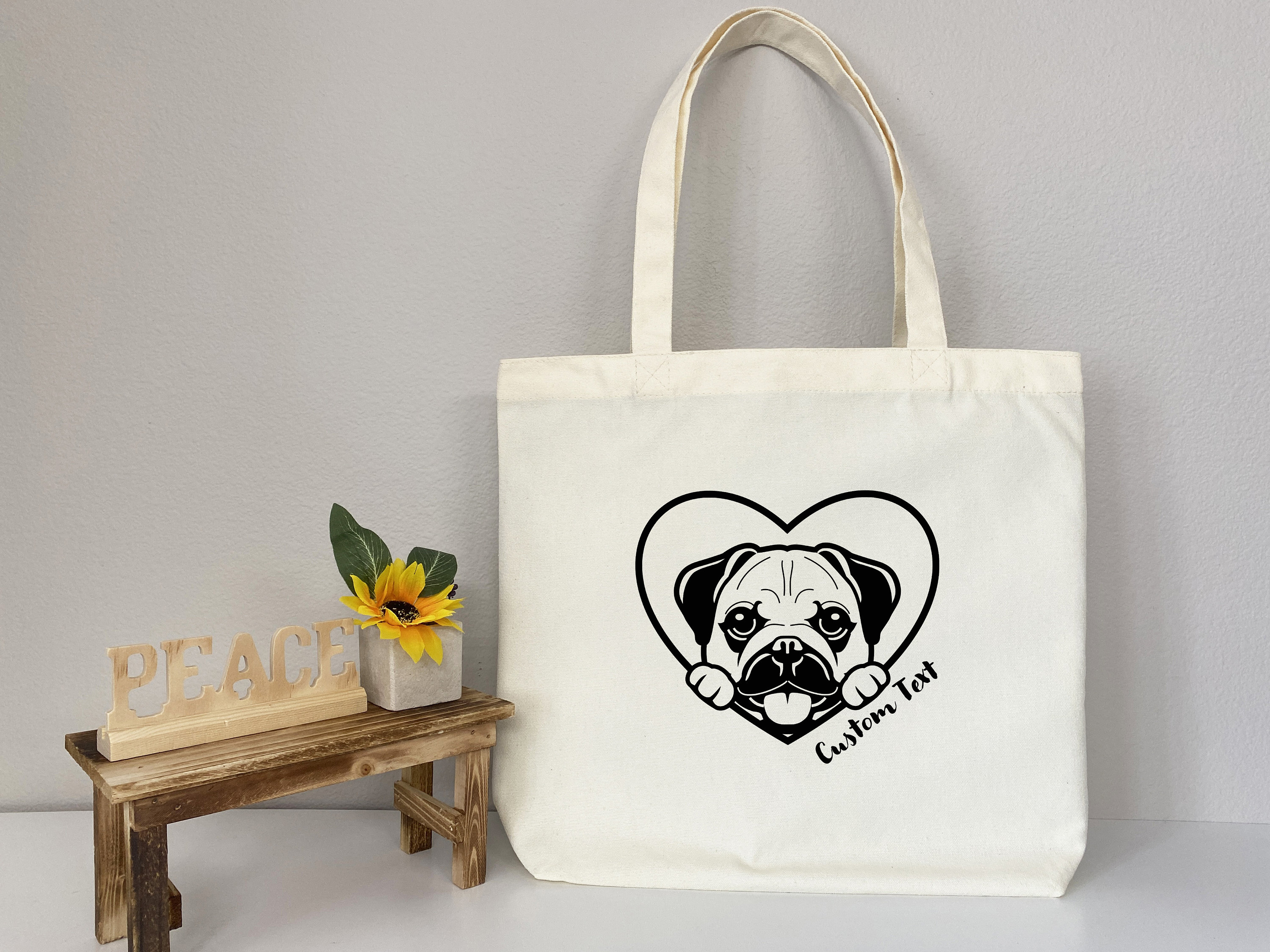 English bulldog, Pug, Puppy Bag, Puppy Tote Bag, Cute Tote Bag, Dog Bag, Dog Mom Tote Bag, Custom Pet Bag, Dog Lover Gift, Gift for Dog Mom