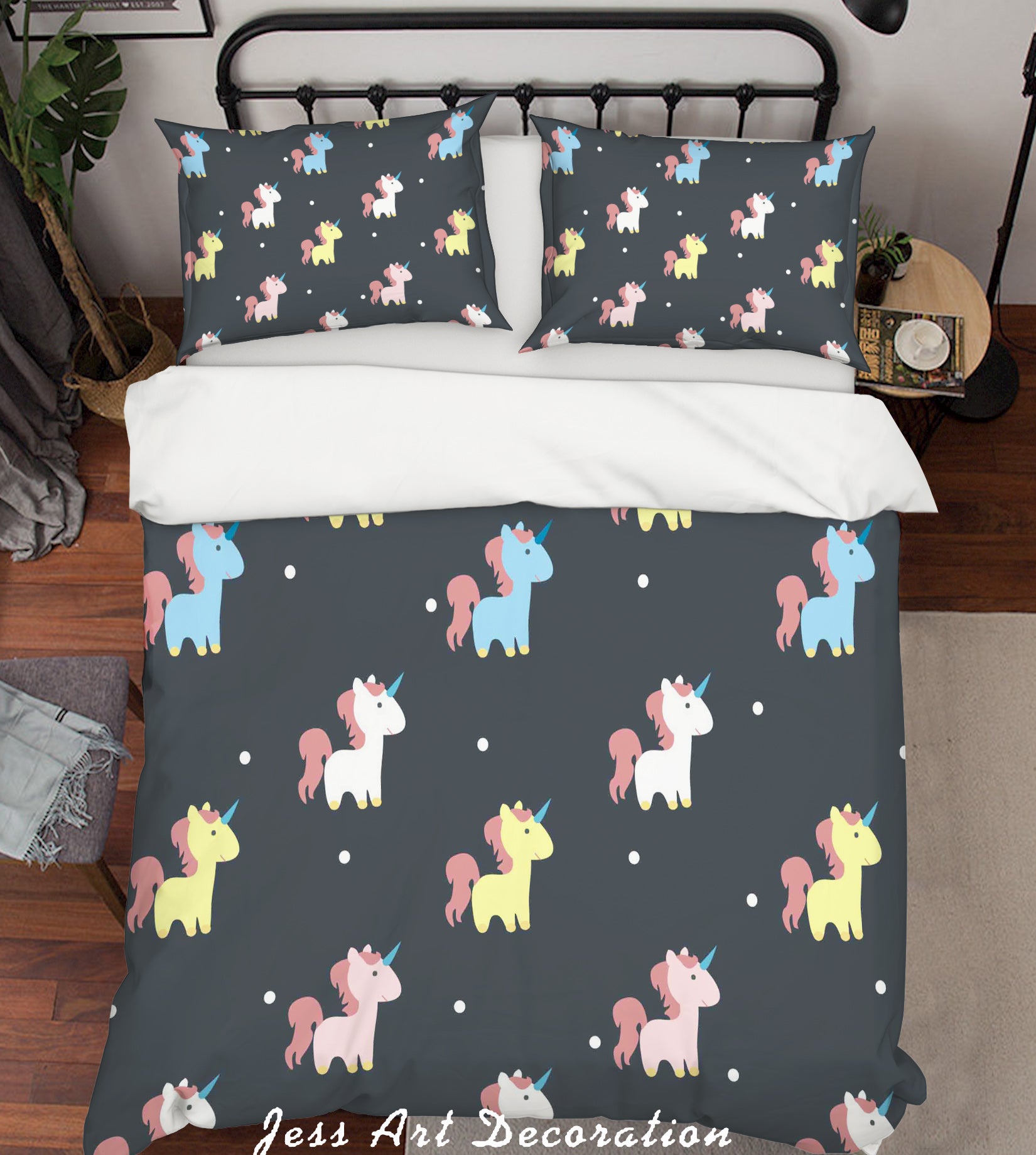 3D Black Unicorn Quilt Cover Set Bedding Set Pillowcases 54