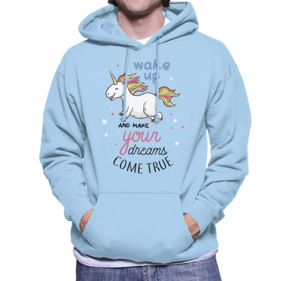 Wake Up Makes Dreams Come True Unicorn Men’s Hooded Sweatshirt