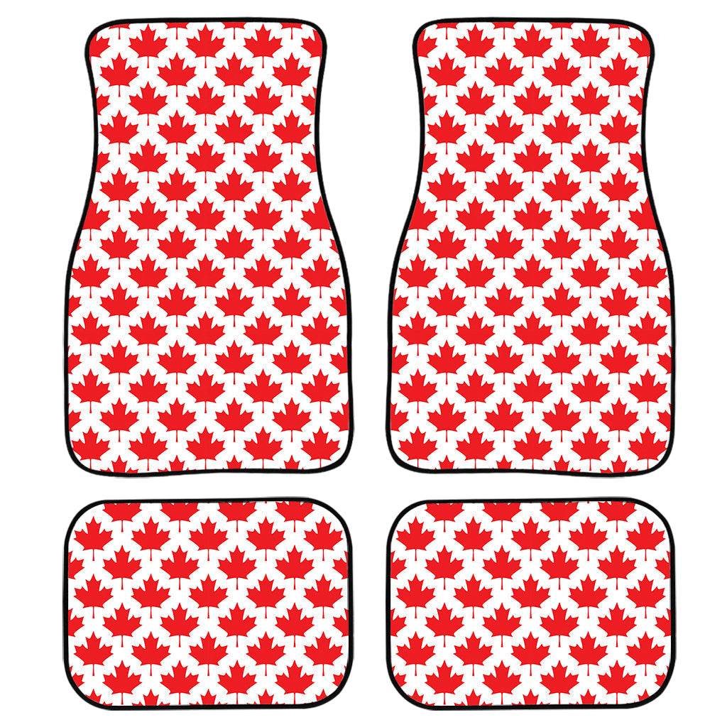 Red Canadian Maple Leaf Pattern Print Front And Back Car Floor Mats, Front Car Mat