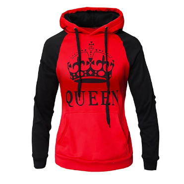 Women’s Cartoon Crown Hooded Hoodie – Casual Street Chic Pullover