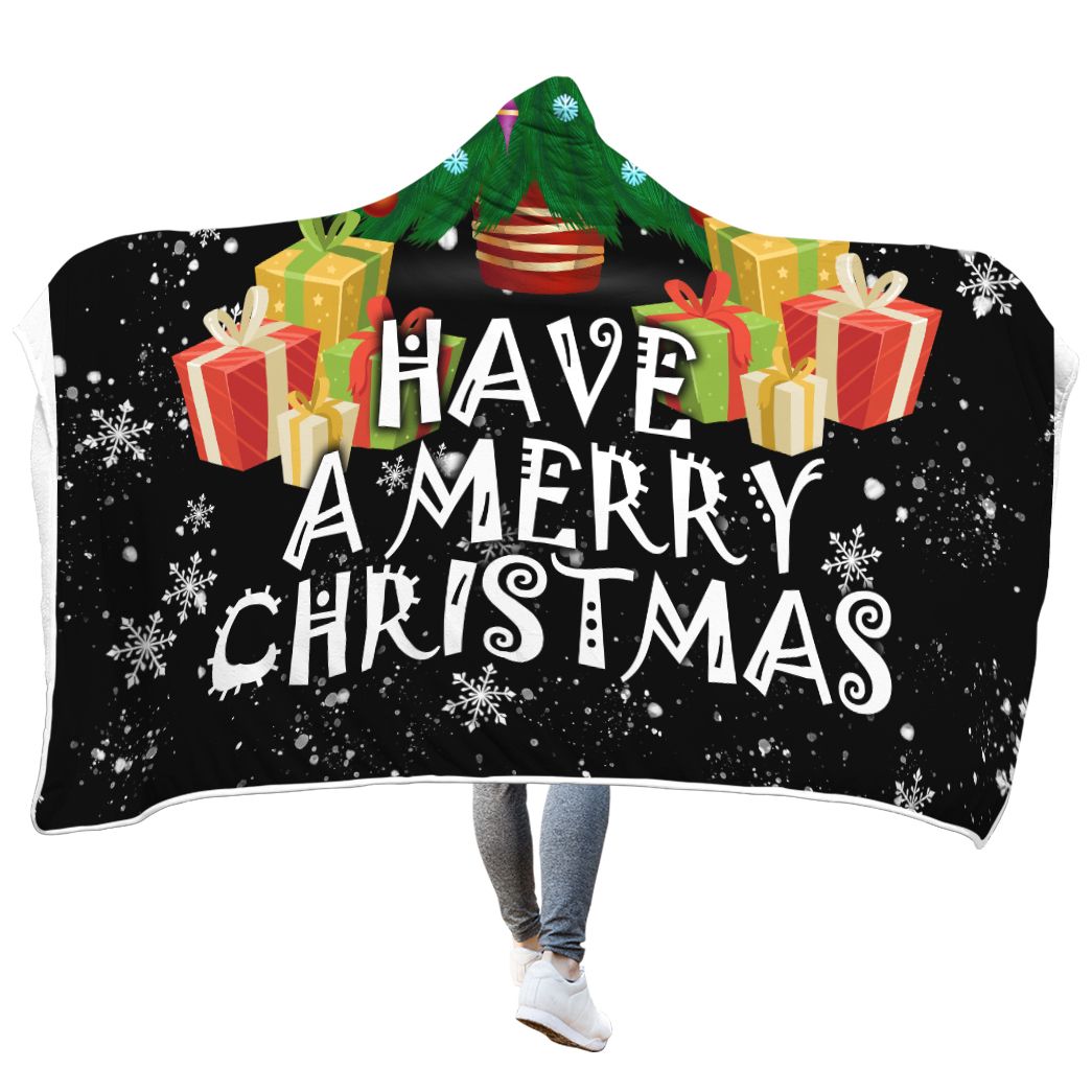 Casespring 3D Have A Merry Christmas Custom Hooded Blanket