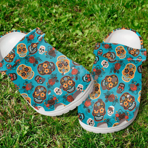 Seamless Pattern Slippers Skull Vintage Gifts Purple Rubber clog Shoes Comfy Footwear