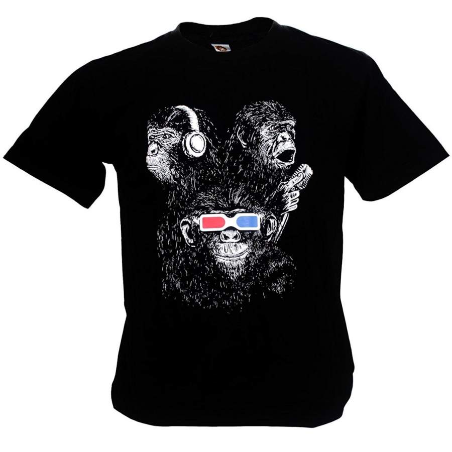 Men’S Three Wise Monkey Genaration Digital World T Shirt Tees