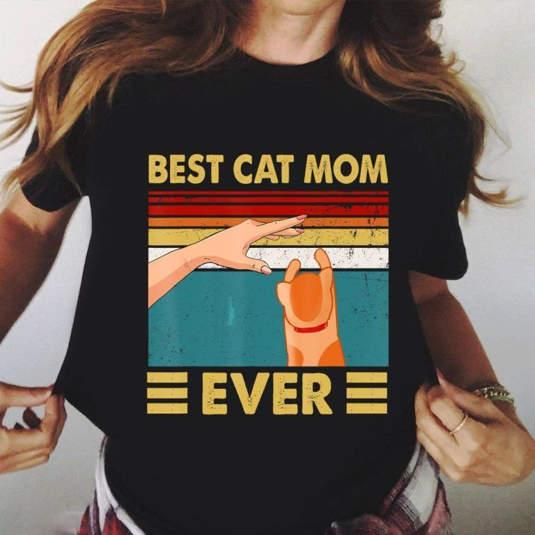 Best Cat Mom Ever Vintage Happy Mother'S Day T Shirt Hoodie Sweater  Size S-5Xl - Alwaysky Store Design For Mom 2024