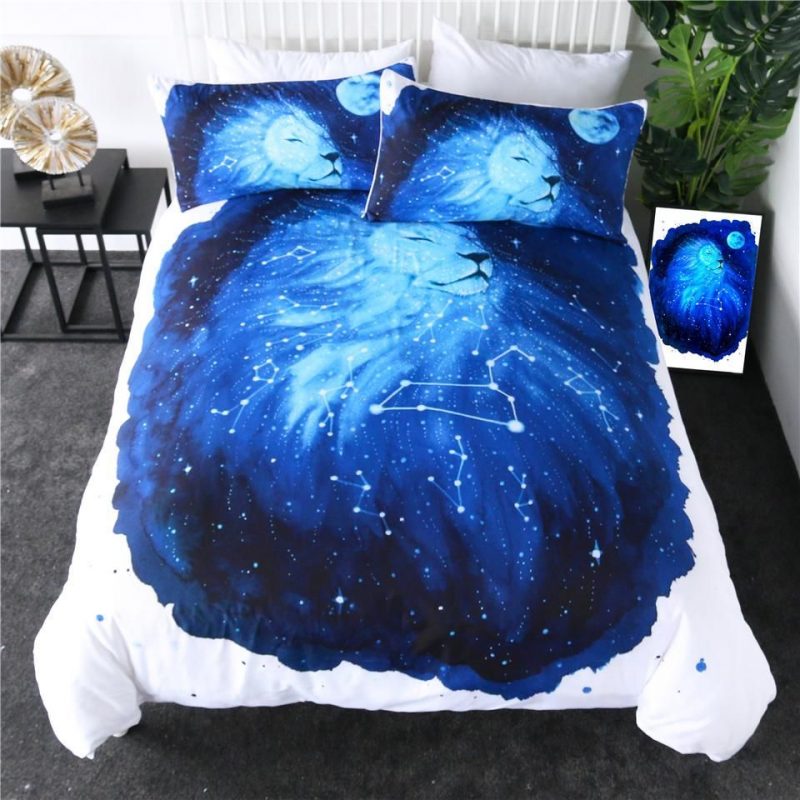 Zodiac Lion Sign Duvet Quilt Bedding Set