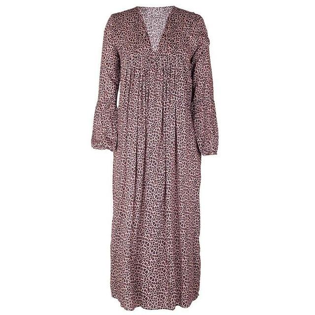 Vintage Leopard Print Bohemian Long Sleeve Dress