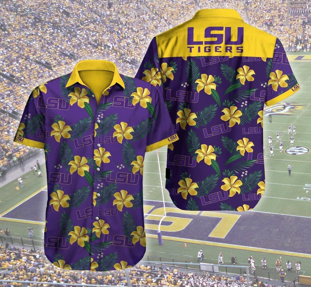 Lsu Tigers Logo Hawaiian Shirt Summer Button Up For Men Beach Wear Short Sleeve Hawaiian Ha52730