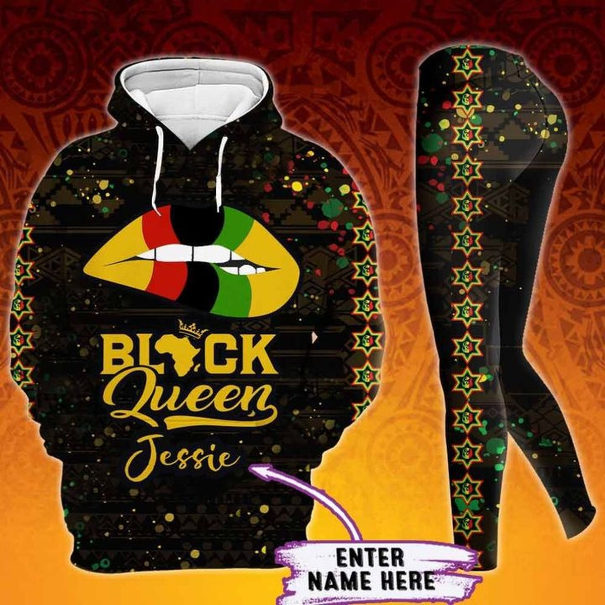 Personalized Black Queen Legging Hoodie , Custom African Legging Hoodie