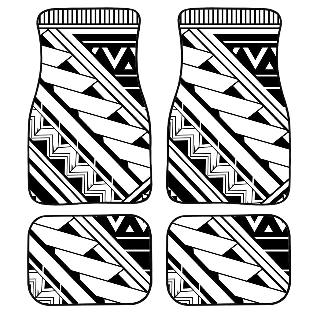 Maori Polynesian Tattoo Pattern Print Front And Back Car Floor Mats, Front Car Mat