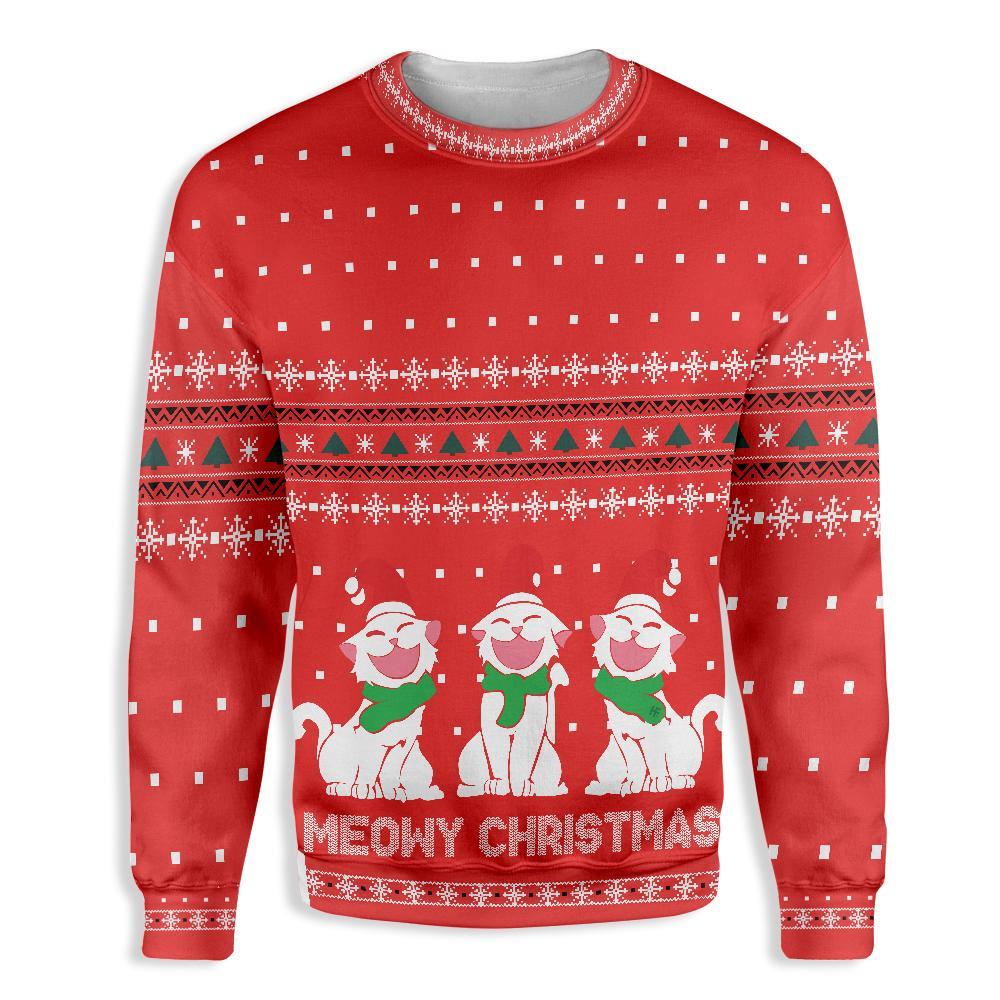 Cat Meowy Christmas Ugly Christmas Sweater | For Men & Women | Adult | Us5455