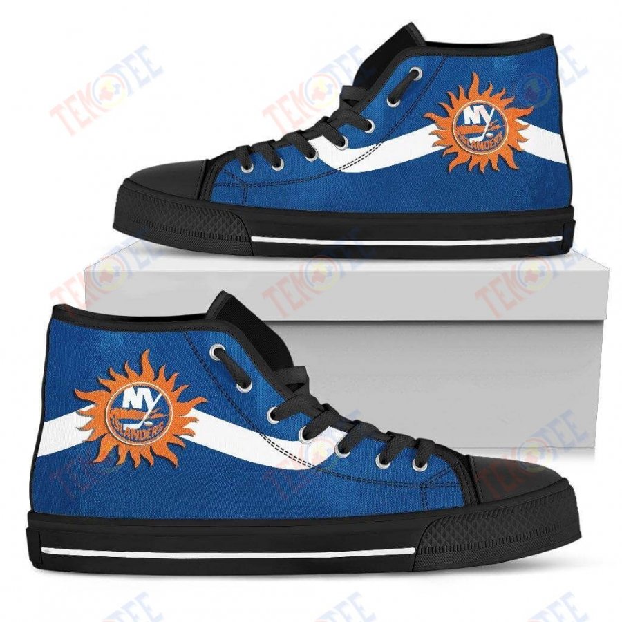 Mens Womens New York Islanders High Top Shoes Simple Van Sun Flameshoes TMT242