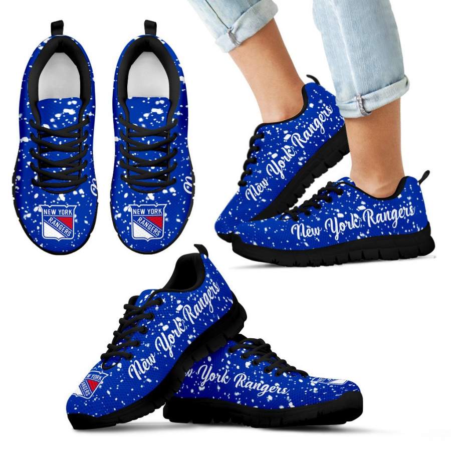 Christmas Snowing Incredible Pattern New York Rangers Sneakers