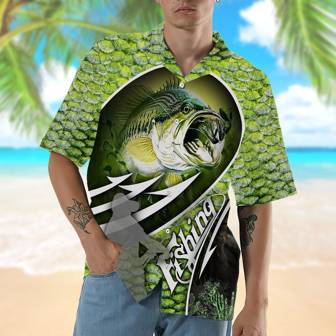 Gearhumans 3D Bass Fishing Hawaii Shirt Doodledong Shop